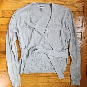Chelsea 28 Grey Ballet-Style Wrap Cardigan- S small